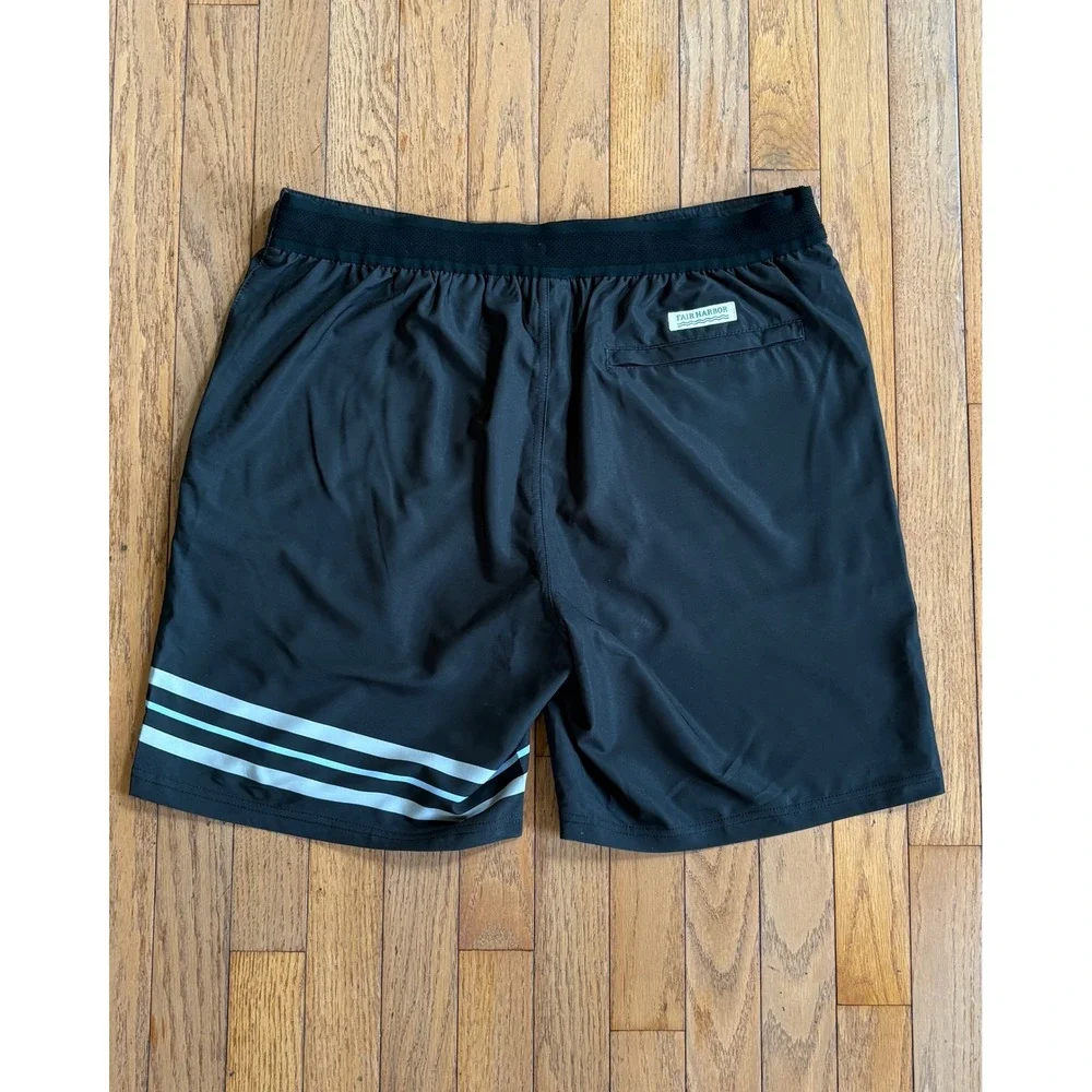 Fair‎ Harbor Ozone Shorts XL Boardshorts Trunks Striped Black Mens Swim Beach
